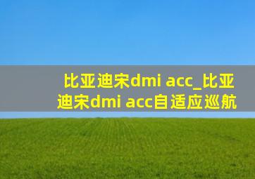 比亚迪宋dmi acc_比亚迪宋dmi acc自适应巡航